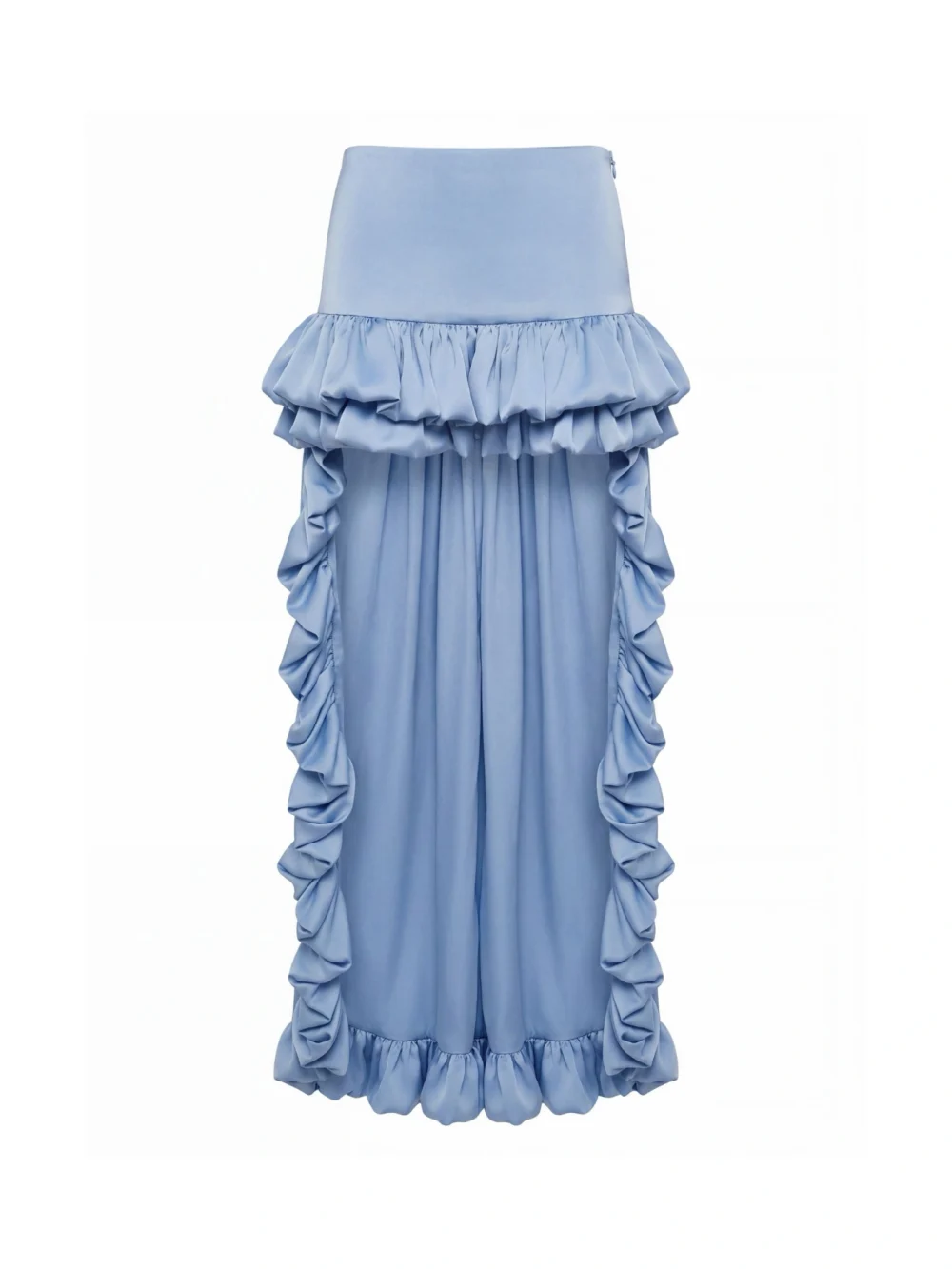 Asymmetrical skirt with a train, light blue