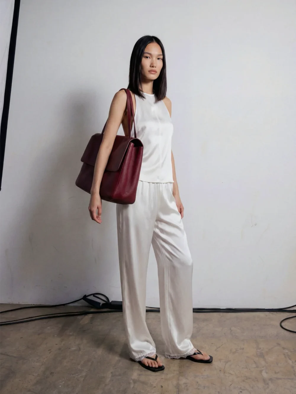 WHISPER Straight-Leg Satin Pants